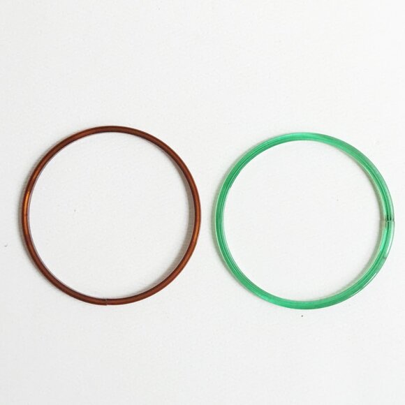 Green & Brown Art Glass Child's Bangles Set of 2 - Picture 5 of 7